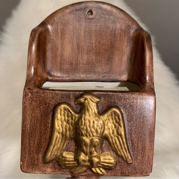 Vintage Ceramic Wall Mount 1972 Gold Eagle Pocket Mailbox Gold Eagle - Picture 5 of 15
